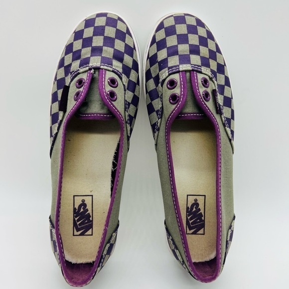 VANS ATHLETIC UNISE SHOES PURPLE AND GRAY CHECKERED WOMENS SIZE 6 - Picture 10 of 13
